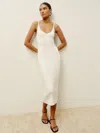 Reformation Stormi Stretch Cotton Poplin Midi Dress In Gossamer