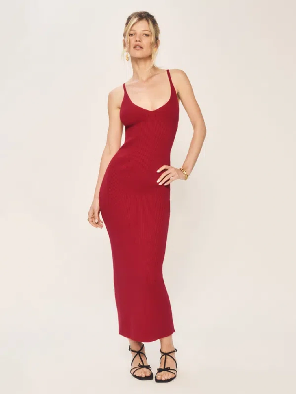 Reformation Dahlia Cotton Sweater Dress In Lipstick | ModeSens