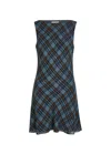 Reformation Womens Dale Plaid-check Woven Mini Dress Slate Plaid In Blue