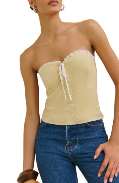 Reformation Dalia Convertible Strapless Top In Brown