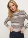Reformation Dana Cashmere Crew Sweater In Barley Fairisle