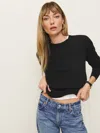 Reformation Dana Cashmere Crew Sweater In Black
