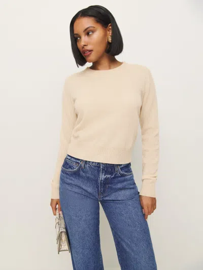 Reformation Dana Cashmere Crew Sweater In Eco Beige