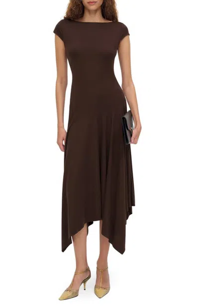 Reformation Danica Handkerchief Hem Knit Dress In Brown