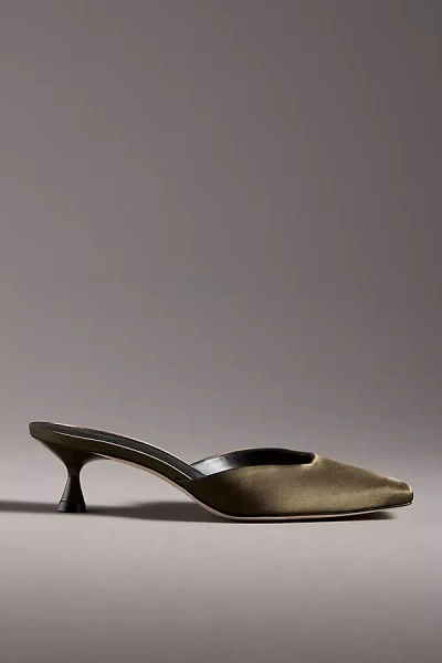 Reformation Daniela Kitten-heel Mules In Green
