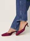 Reformation Daniela Kitten Mule In Dark Cherry Satin