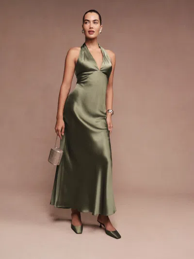 Reformation Daniela Silk Dress In Aloe Vera