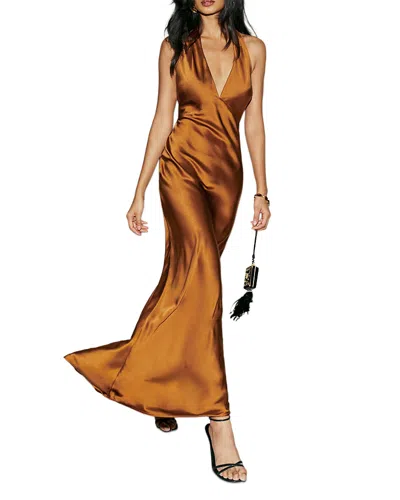 Reformation Daniela Silk Dress In Brown