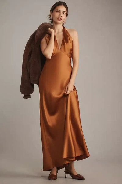Reformation Daniela Silk Dress In Brown