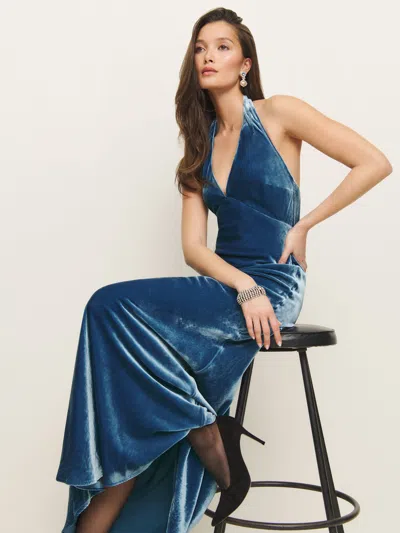 Reformation Daniella Velvet Dress In Starry Night