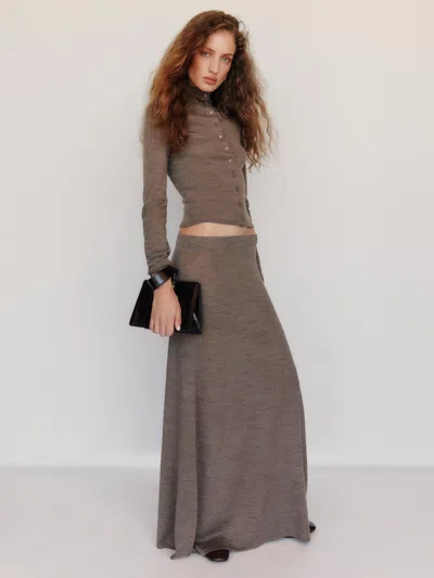 Reformation Danielle Regenerative Merino Skirt Brown Large