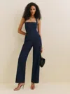 Reformation Malika Linen Halter Jumpsuit In Black
