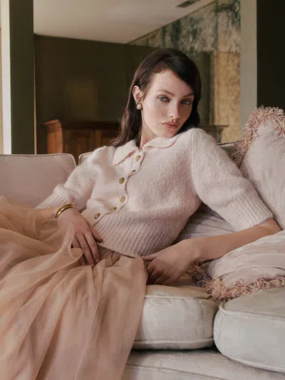 Reformation Daphne Collared Cardigan In Sorbet