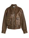 Reformation Daphne Panelled Leather Jacket In Brown
