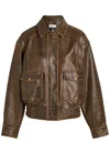 Reformation Daphne Panelled Leather Jacket In Brown