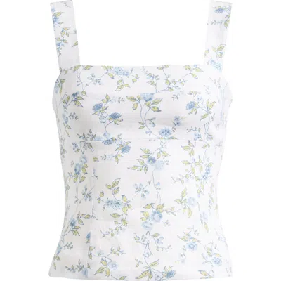 Reformation Darci Floral Linen Tank In White