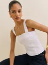 Shop Reformation Darci Linen Top In White