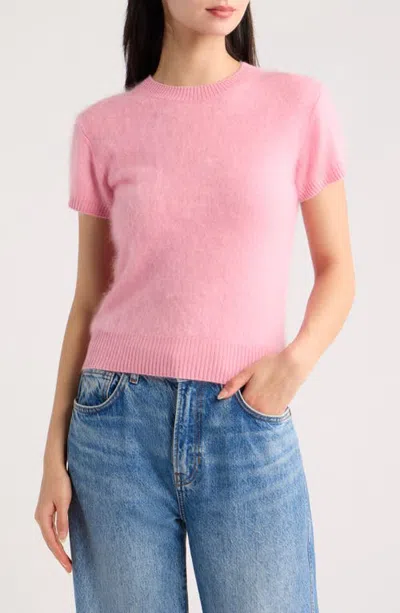 Reformation Darcy Brushed Cashmere Short Sleeve Sweater In Multi