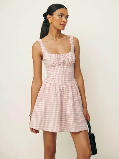 reformation pink gingham dress Reformation Beauden Dress