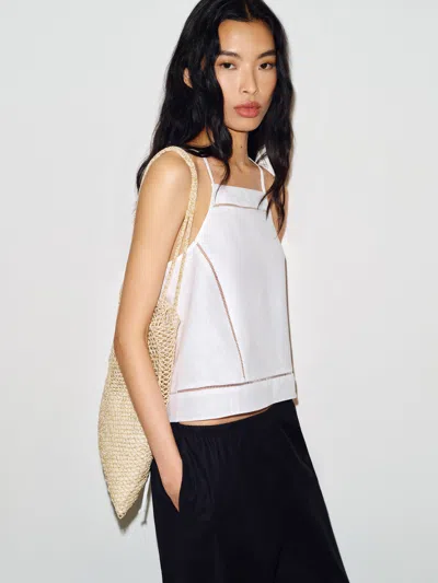 Reformation Dario Linen Top Ivory L In White
