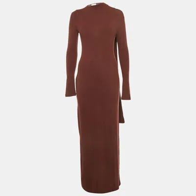 Reformation Dark Plum Knit Scarf Detail Maxi Dress In Burgundy
