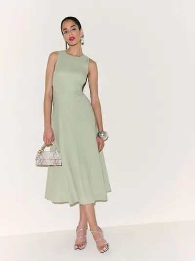 Reformation Robe En Lin Davin In Vert