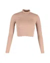 Reformation Davy Cropped Ribbed Turtleneck Tee In Nude Organic Cotton