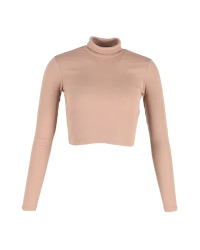 Reformation Davy Cropped Ribbed Turtleneck Tee In Nude Organic Cotton
