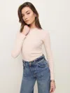 Reformation Davy Long Sleeve Crewneck Tee In Sorbet