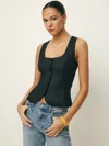 Reformation Delanie Linen Top In Black