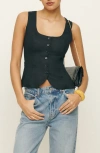 Reformation Delanie Linen Top In Black