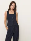Reformation Delanie Top In Midnight Stripe