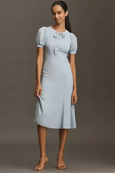Reformation Delia Bow Midi Dress In Blue