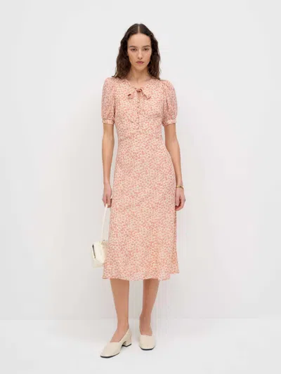 Reformation Delia Dress Natural 12 In Pink