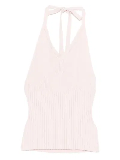 Reformation Delia Ribbed Halter Top In Pink