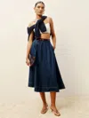 Reformation Delilah High Waist Denim Midi Skirt In Roosevelt