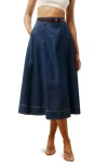 REFORMATION DELILAH HIGH WAIST DENIM MIDI SKIRT