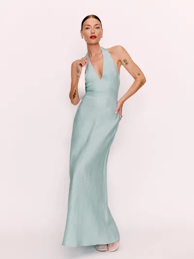 Reformation Delilah Linen Long Dress In Aquamarine