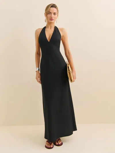 Reformation Delilah Linen Dress In Black