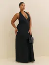 Reformation Robe En Lin Delilah Grandes Tailles In Noir