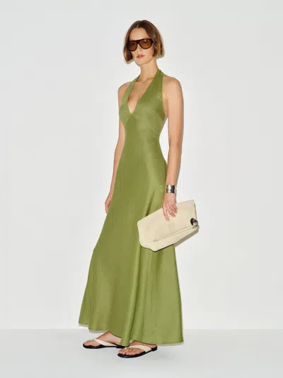 Reformation Delilah Linen Dress Green Bean 10