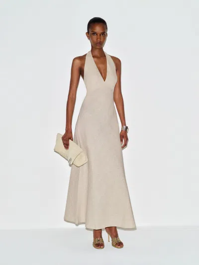 Reformation Delilah Linen Dress Natural 8 In Gray