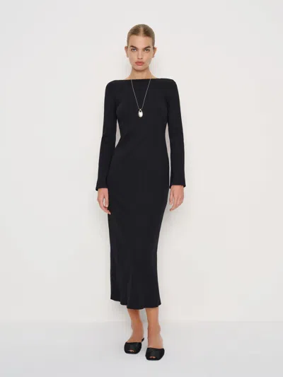 Reformation Delphina Knit Dress Black Xs