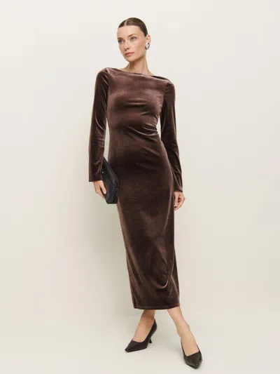 Reformation Delphina Knit Dress In Mushroom Velvet