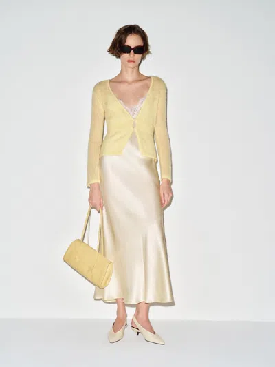 Reformation Delphine Sheer Cardigan Yellow Xl In Neutral