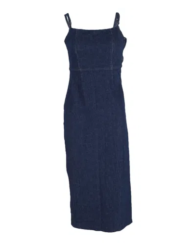 Reformation Evita Denim Midi Dress In Vermillion