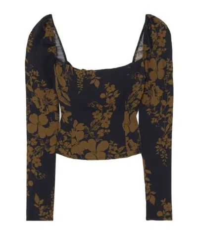 Reformation Demi Floral-print Crepe De Chine Blouse In Multi