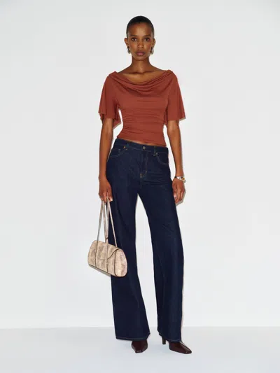 Reformation Demi Knit Top Red Large In Blue