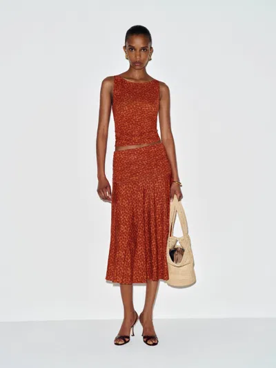 Reformation Demi Knit Two Piece Red Xs In Brown