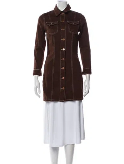 Pre-owned Reformation Denim Jacket In Brown
